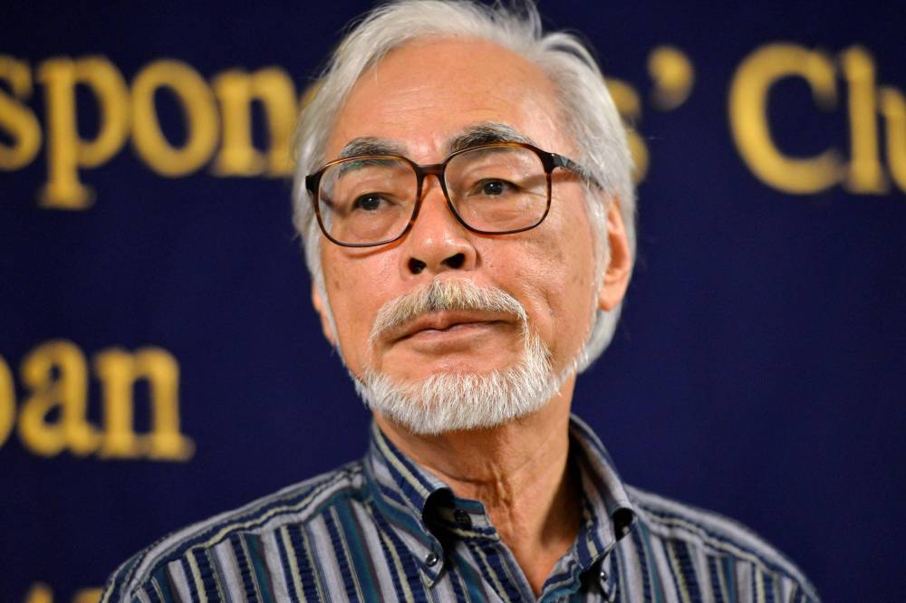 This file photo taken on July 13, 2015 shows Oscar-winning Japanese animator Hayao Miyazaki taking part in a press conference in Tokyo. - (Photo by YOSHIKAZU TSUNO / AFP)