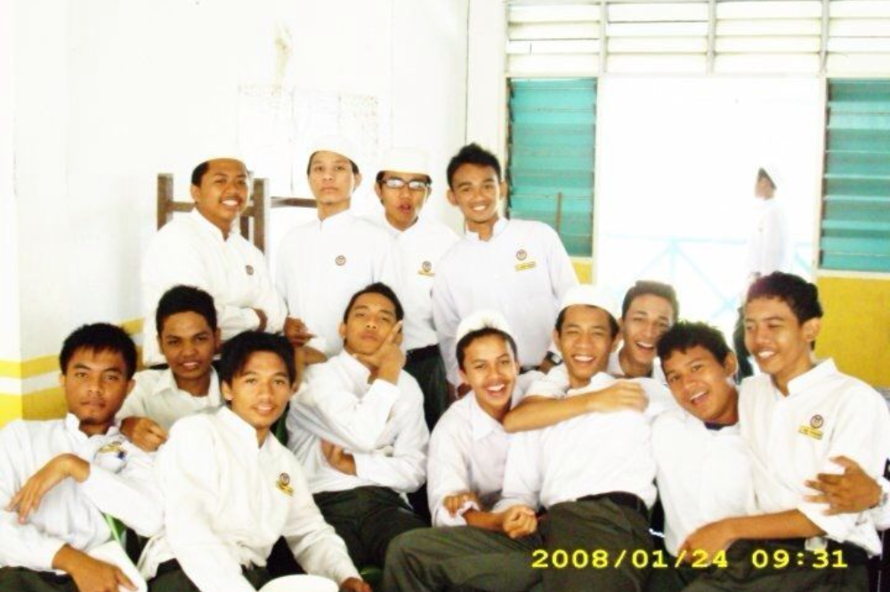 Abdul Jabbar, third from right, with his friends at school.