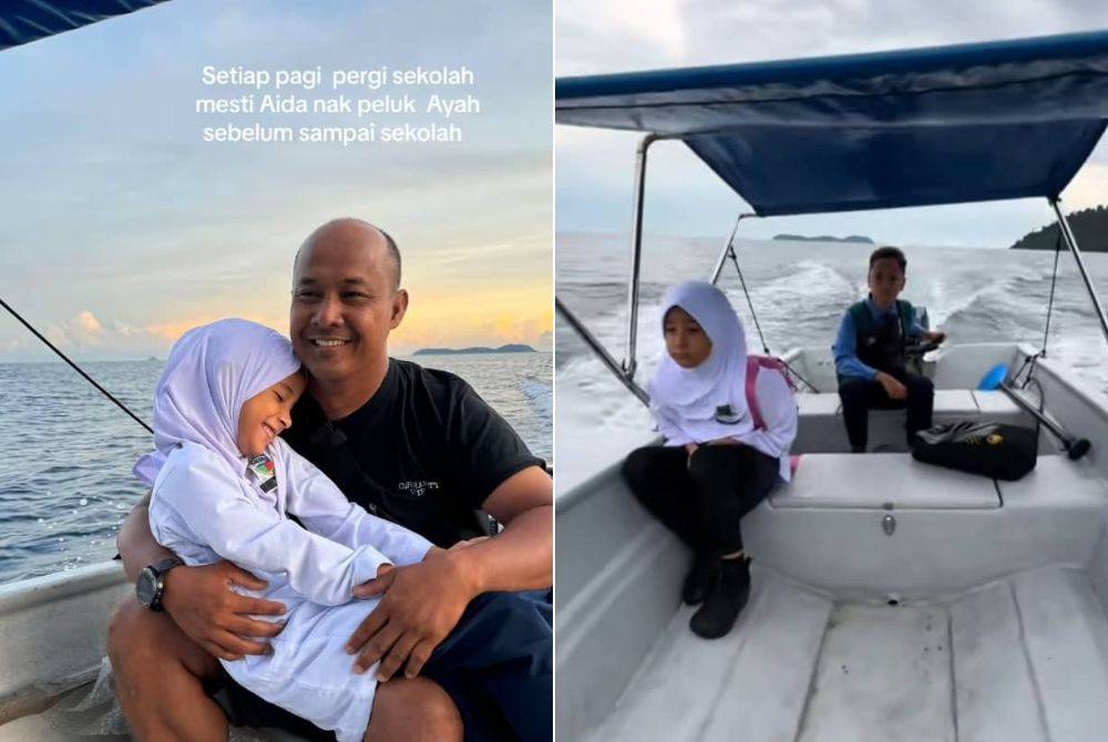 Jamaludin braves the sea every day to send his children to school. Photo by Sinar