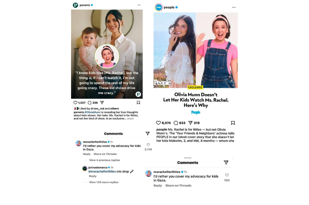 Popular children’s content creator Ms Rachel has fired back at US media coverage after American actress Olivia Munn reportedly criticised kids' shows with a style similar to hers. - Photo: INSTAGRAM / @missrachelforlittles