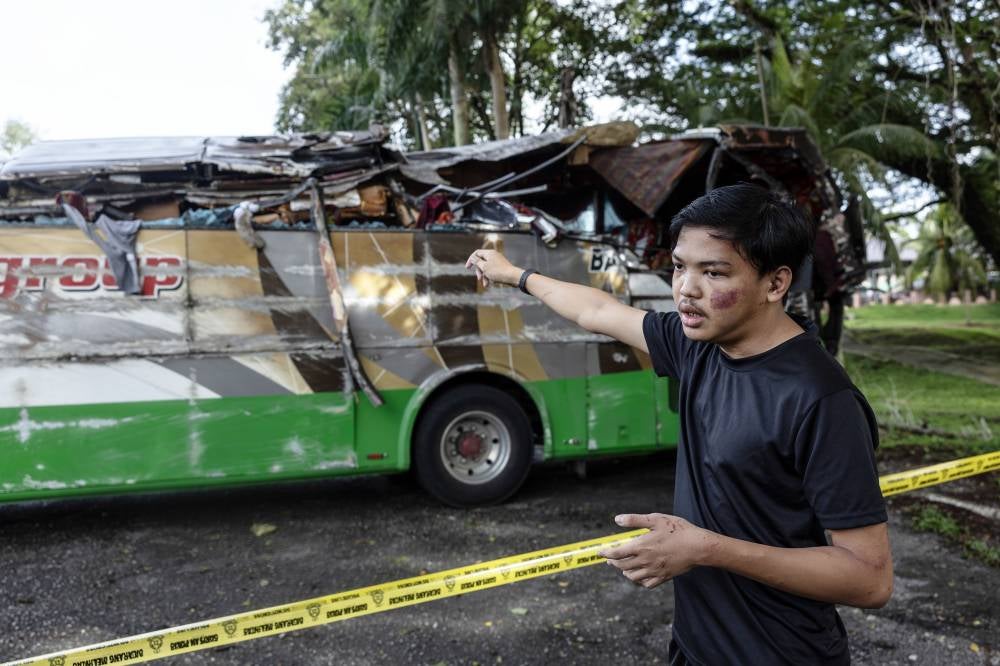 One of the survivors, Abdul Wafiy Kamarudin, 23, recounted the moment of the horrific accident that claimed the lives of 15 students of the Sultan Idris University of Education (UPSI) on Monday. Photo by Bernama