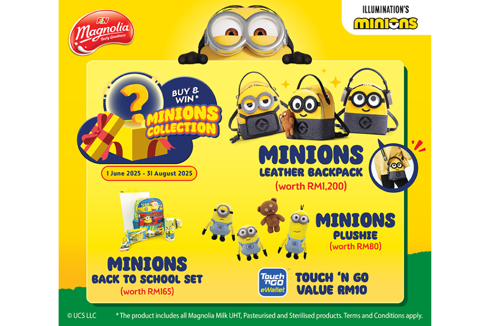 Contestants stand a chance to win over RM69,000 worth of prizes with just a minimum spend of RM10 on F&N Magnolia Minions-themed products.