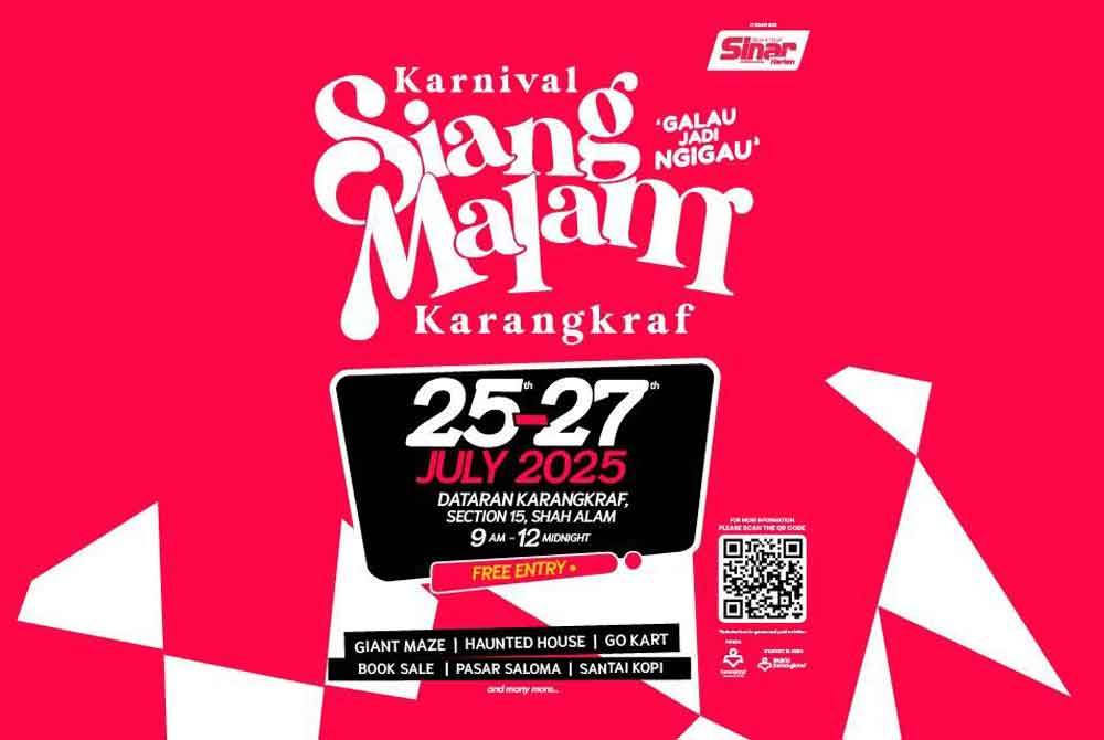 The Karnival Siang Malam Karangkraf 2025 will take place over three days from July 25 to 27.