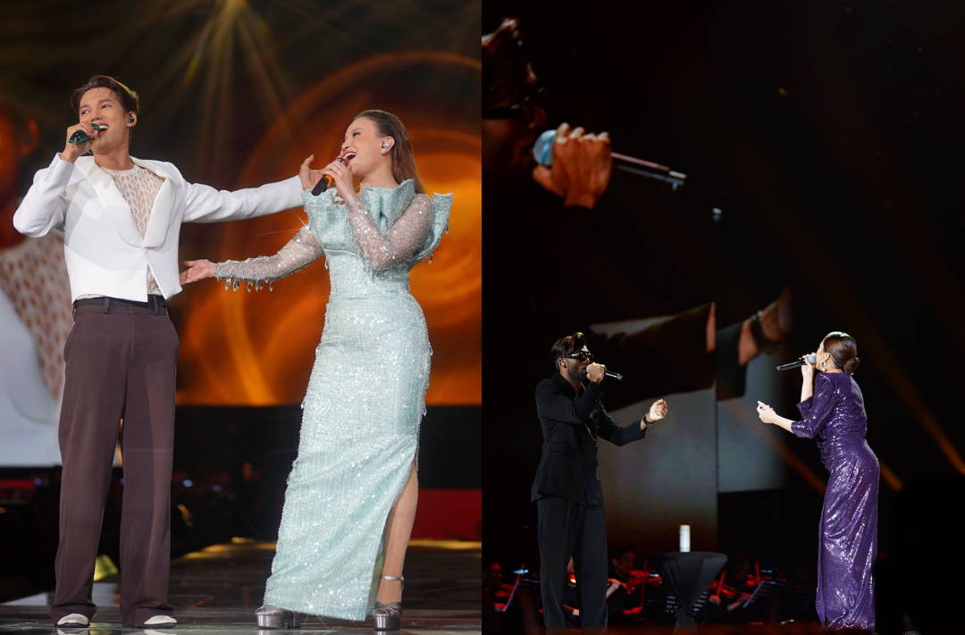 Rossa shares the spotlight with Malaysia’s Hael Husaini (left) and Indonesian rockstar Ariel Noah (right) during her electrifying 'Here I Am' concert at Axiata Arena, Kuala Lumpur, delivering powerhouse duets that brought the crowd to their feet. Photo: Inspire production