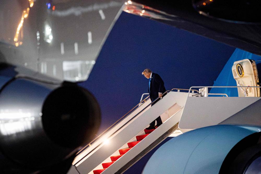 Donald Trump alights from Air Force One after arriving at Joint Base Andrews on June 17, 2025 at Joint Base Andrews, Maryland. - AFP photo