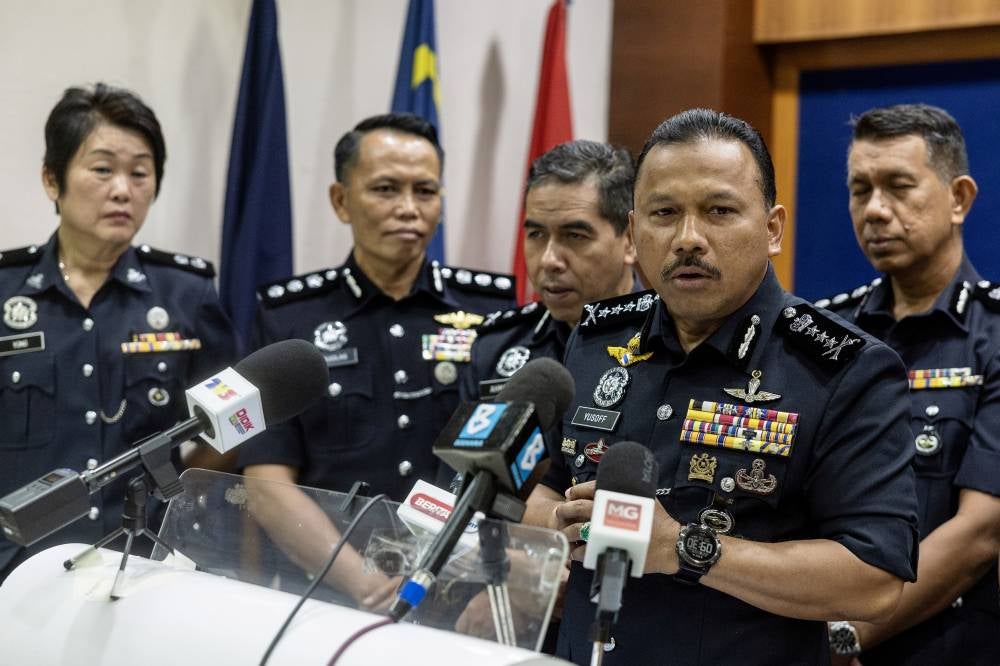 Kelantan Police Chief Datuk Mohd Yusoff Mamat during a press conference after the Kelantan Police Contingent Headquarters Monthly Assembly here today.
Photo by Bernama 