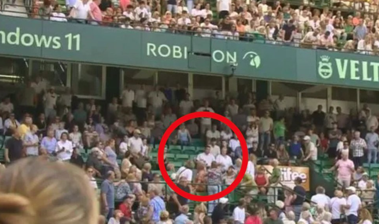 A female spectator was taken to hospital after being hit by an advertising banner that fell from the upper tier at the Halle Open in Germany. - Photo source: Social media