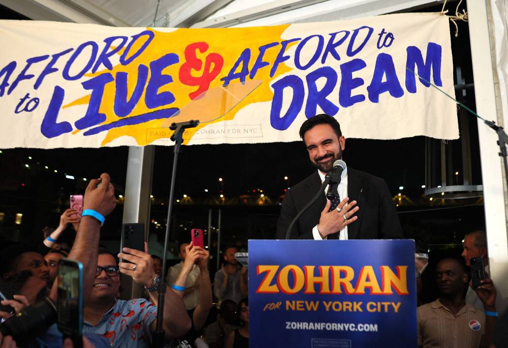 New York mayoral candidate, State Rep. Zohran Mamdani (D-NY) speaks to supporters during an election night gathering at The Greats of Craft LIC on June 24, 2025 in the Long Island City neighborhood of the Queens borough in New York City. Mamdani was announced as the winner of the Democratic nomination for mayor in a crowded field in the City’s mayoral primary to choose a successor to Mayor Eric Adams, who is running for re-election on an independent ticket. (Photo by Michael M. Santiago / GETTY IMAGES NORTH AMERICA / Getty Images via AFP)