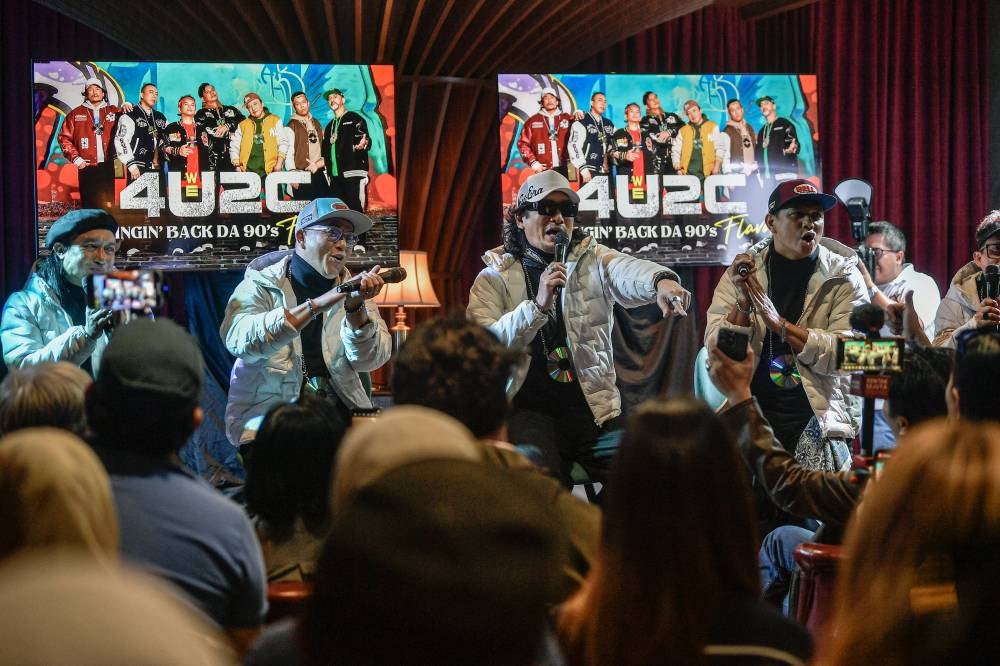1990s hip-hop group 4U2C is set to thrill their fans at their upcoming event ‘WE 4U2C Live in Concert’, which will take place at Idea Live Arena, Petaling Jaya, on Sept 15. Photo by Bernama