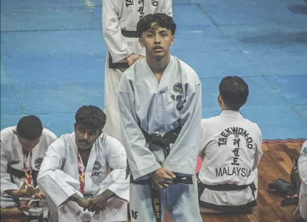 Adam, a Foundation in Engineering student at Universiti Tenaga Nasional (Uniten), was representing Selangor at a Taekwondo championship held at Dewan Seri Sarjana from June 20 to 22. Photo: Threads/ask1nmiu