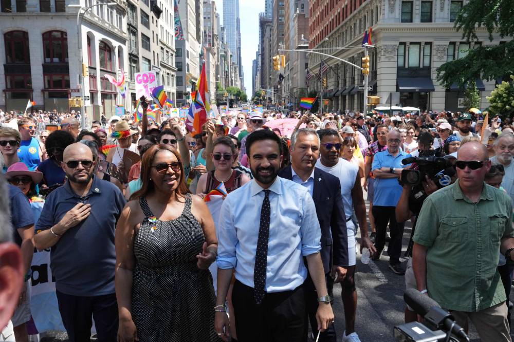 Zohran Mamdani, New York City candidate for Mayor, and Letitia James, Attorney General for New York take part in the 2025 NYC Pride March on June 29, 2025 in New York City. (Photo by Adam Gray / GETTY IMAGES NORTH AMERICA / Getty Images via AFP)