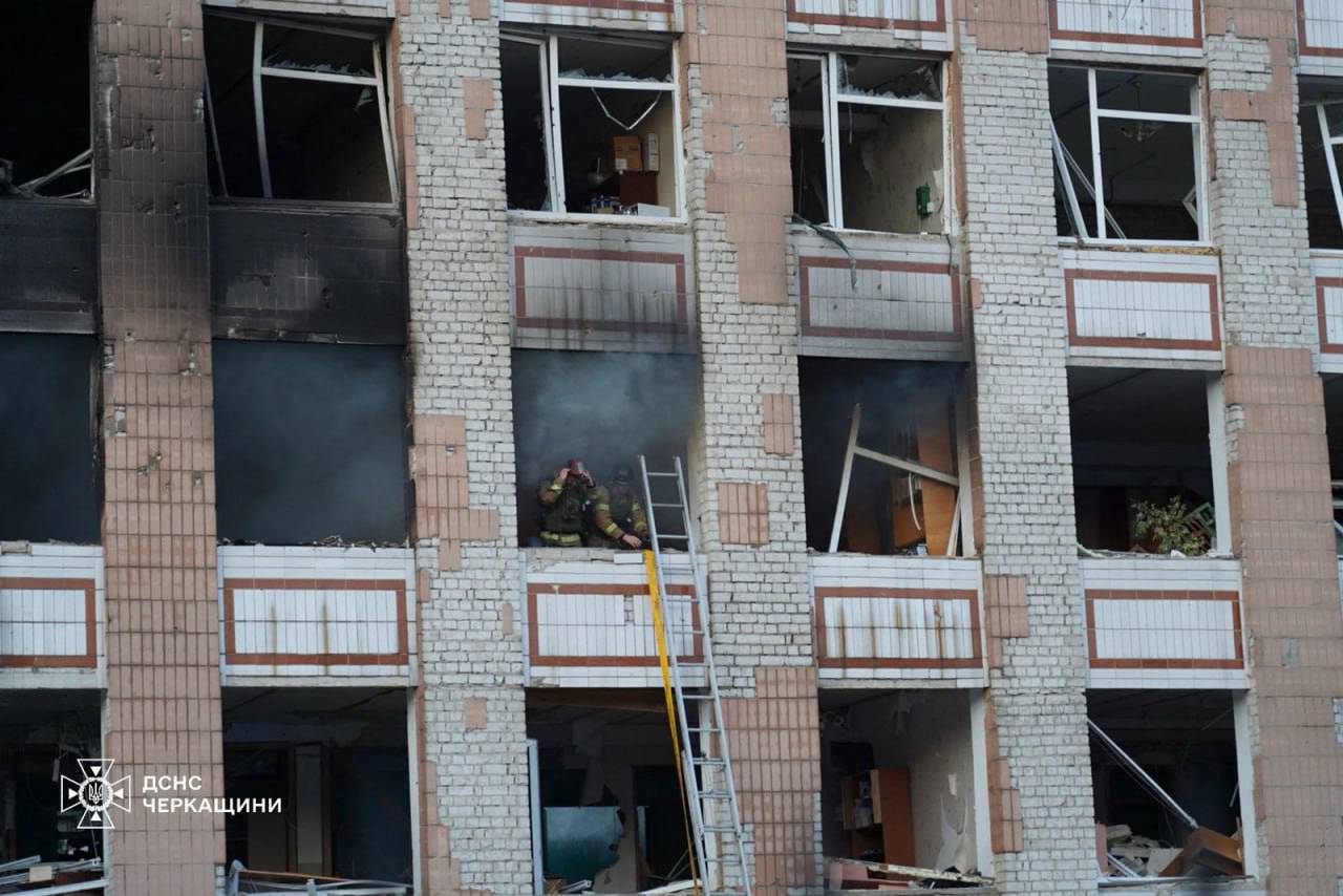 This handout photograph taken and released by the State Emergency Service of Ukraine on June 29, 2025, shows firefighters working at a site of a Russian attack in the city of Smila, Cherkasy region amid the Russian invasion of Ukraine. (Photo by Handout / Ukrainian State Emergency Service / AFP)