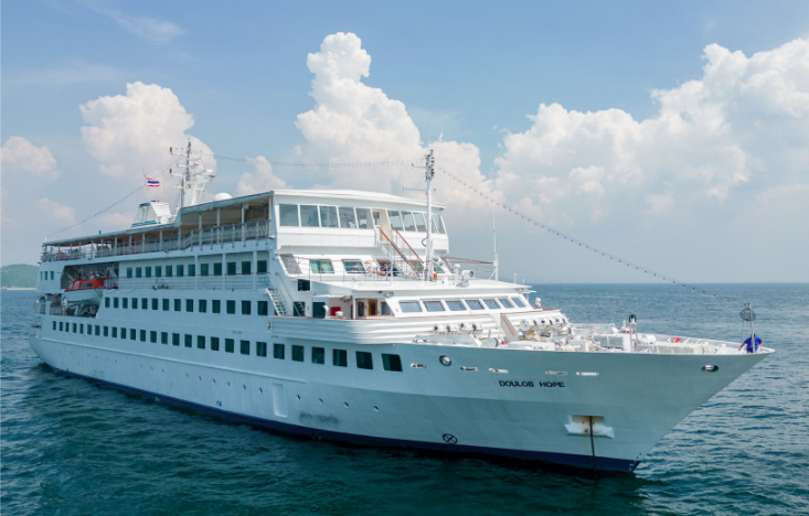 The long-awaited arrival of the floating library Doulos Hope became a reality when the ship berthed at Labuan Liberty Wharf at 10.45am today, marking the start of a nearly month-long stopover in the Federal Territory. Photo: Facebook/Doulos Hope