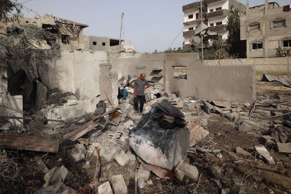 This picture shows the rubble of a residential house in Deir el-Balah in the central Gaza Strip on July 1, 2025. (Photo by Eyad BABA / AFP)