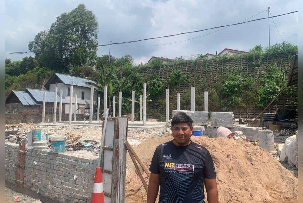 Badly next to his house, now under reconstruction.
