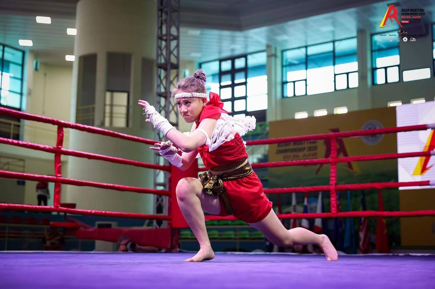 Angie's first competition was the Karnival Pelapis Kebangsaan Sukan Muaythai meet in Kuala Lumpur in 2019. - Photo source: Muaythai Malaysia
