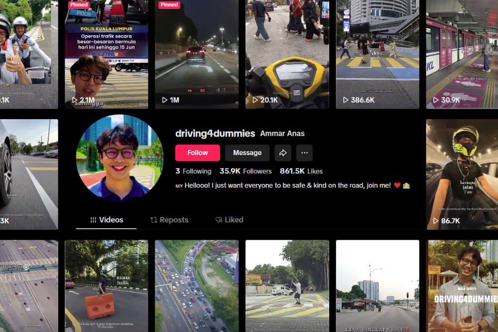 Screenshot of Ammar Anas’s profile, widely recognised by his TikTok handle @driving4dummies on the platform.