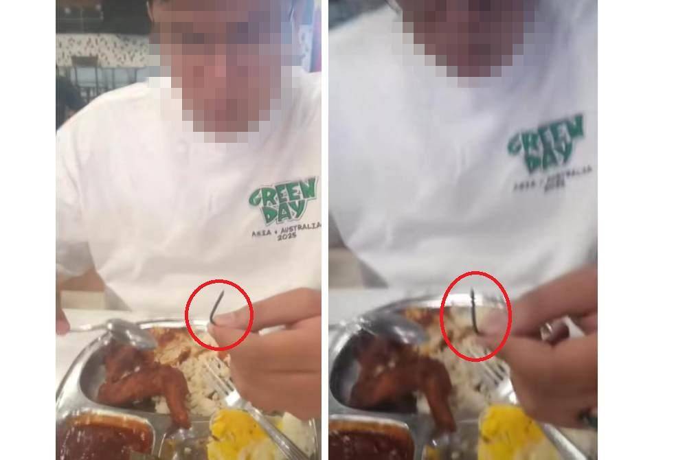 A screenshot from the TikTok video shows a nail in the chicken dish.
