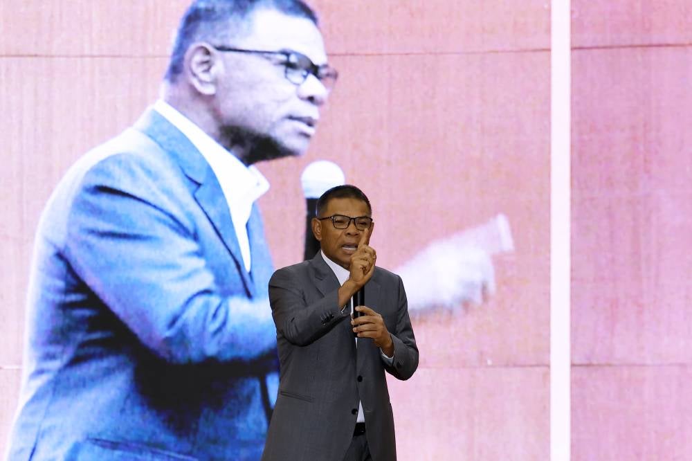 Home Minister Datuk Seri Saifuddin Nasution Ismail when speaking at the Home Ministry's monthly gathering on Wednesday. - Photo by Bernama