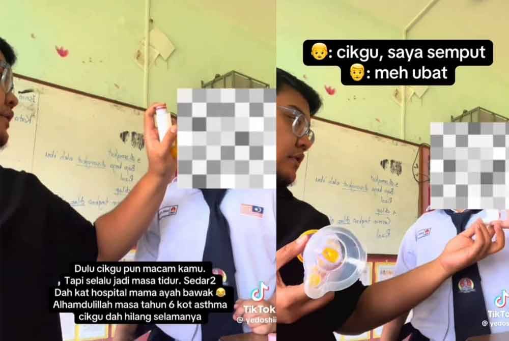 Viral video captures teacher's quick action helping pupil with inhaler.