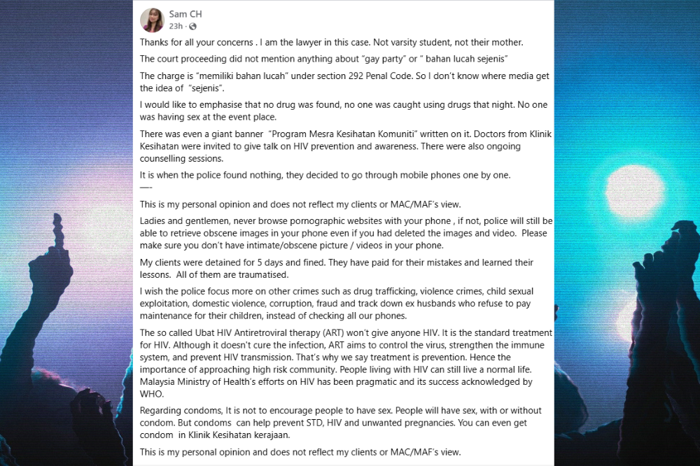 A lawyer representing three men who were recently fined for having obscene materials has denied claims that they were involved in a “gay party.”
