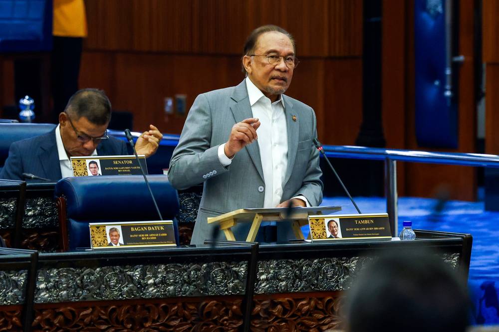 Prime Minister and Finance Minister, Datuk Seri Anwar Ibrahim, during the Second Meeting of the Fourth Session of the 15th Parliament at the Dewan Rakyat sitting in the Parliament Building today. - Bernama photo