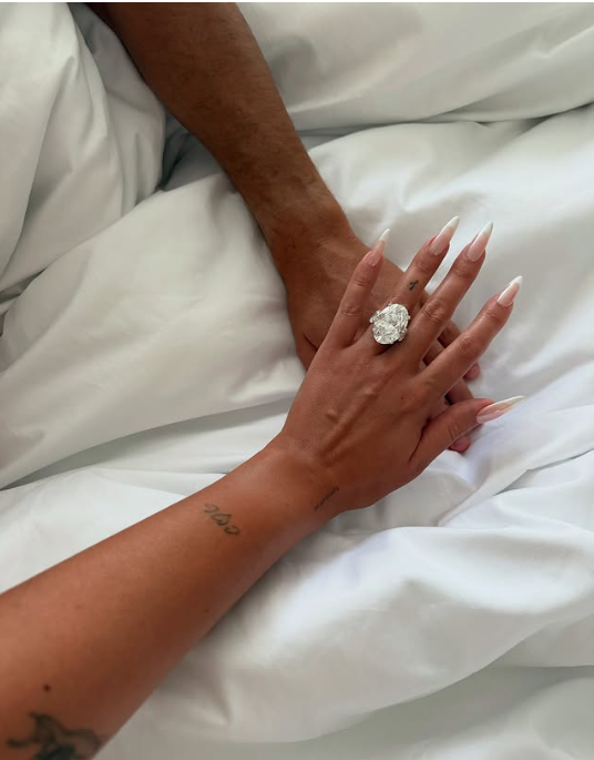 Rodriguez, 31, shared the news on Instagram on Monday with a photograph showing a large diamond ring on her finger, resting on the hand of the Portugal football star, 40.