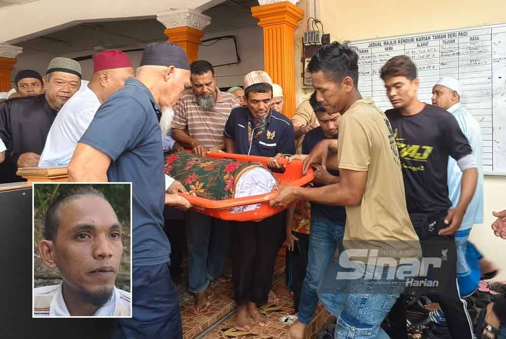 Muhammad Amirul Rasyid was laid to rest at the Senawang Islamic Cemetery. Inset: Muhammad Amirul Hakim.
