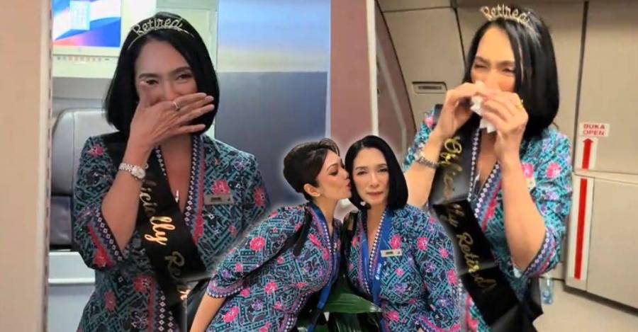 Emotions ran high as Malaysia Airlines Leading Stewardess (LSS) or chief flight attendant, Zuhaimi Hashim ended her remarkable 40-year career with a farewell unlike any other. Photo: TikTok