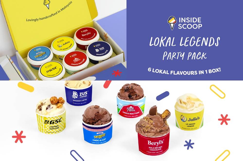 Inside Scoop’s Lokal Legends 2025 collection will be available nationwide from Aug 18 to Sept 21, with scoops in special brand-themed sleeves or all six flavours in a RM68 limited-edition Party Pack.