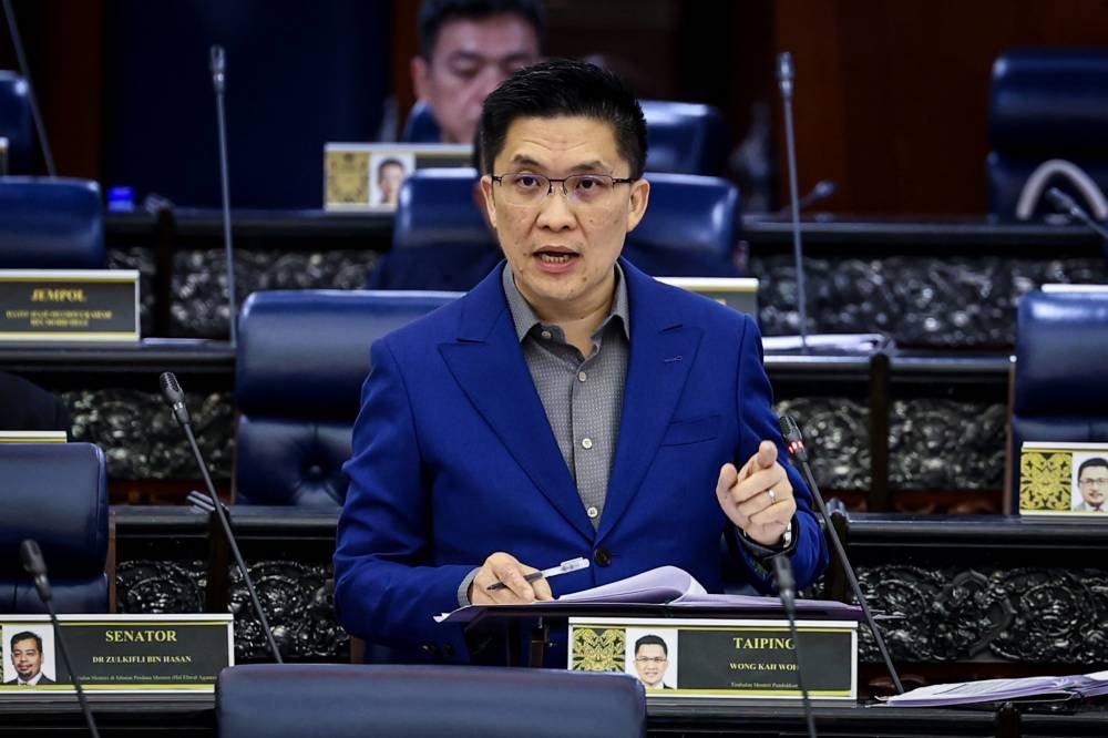 Deputy Education Minister Wong Kah Woh at the Second Meeting of the Fourth Session of the 15th Parliament at the Parliament Building today. Photo by Bernama