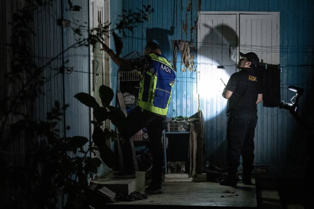 The father of four daughters, aged 12, nine, six and one, was among 161 people detained today by the Kelantan National Anti-Drug Agency (AADK) in an operation dubbed Ops Perdana. Photo by Bernama