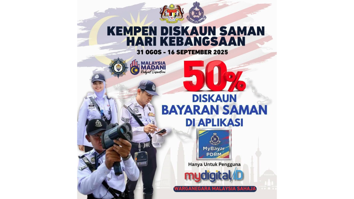 Adult responsibilities often include bills, errands and summonses — but this Merdeka season, motorists can settle their traffic summonses at a 50 per cent discount directly through their mobile phones.