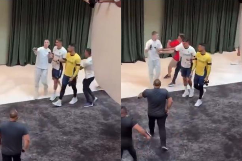 Screenshots of the incident between Cristiano Ronaldo and a fan at the hotel. Photo source: X / @Sebas Crackbol