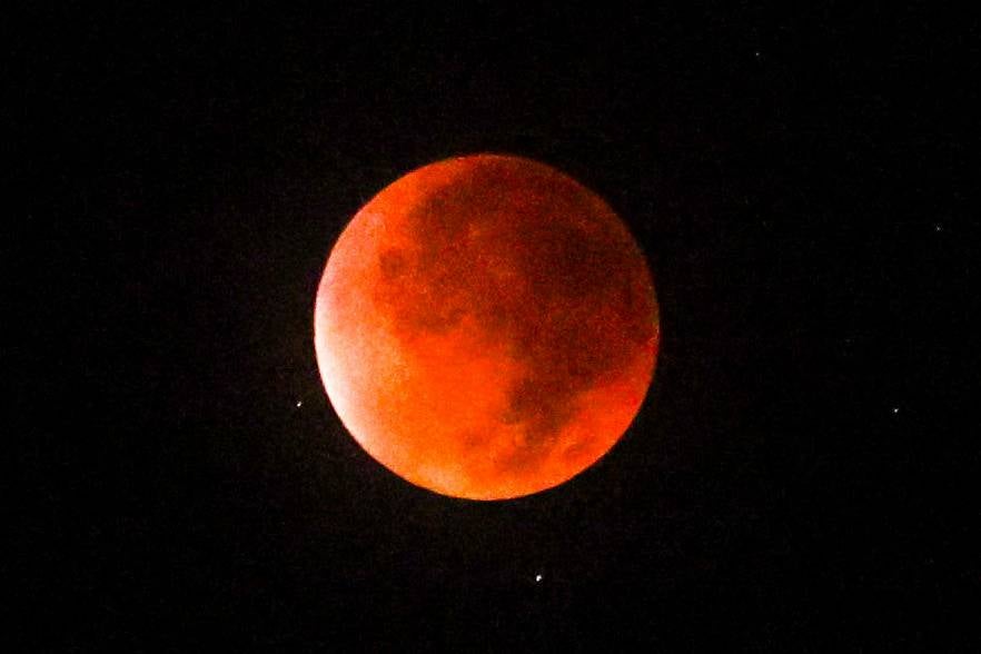 National Planetarium director Mohd Zamri Shah Mastor explained that the moon changes colour because the Earth blocks direct sunlight from reaching it. - Bernama photo