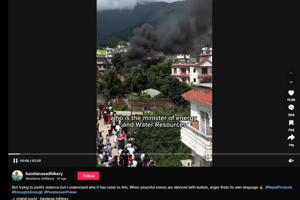 Screenshots from TikTok user @bandanaaadhikary’s post on Wednesday.