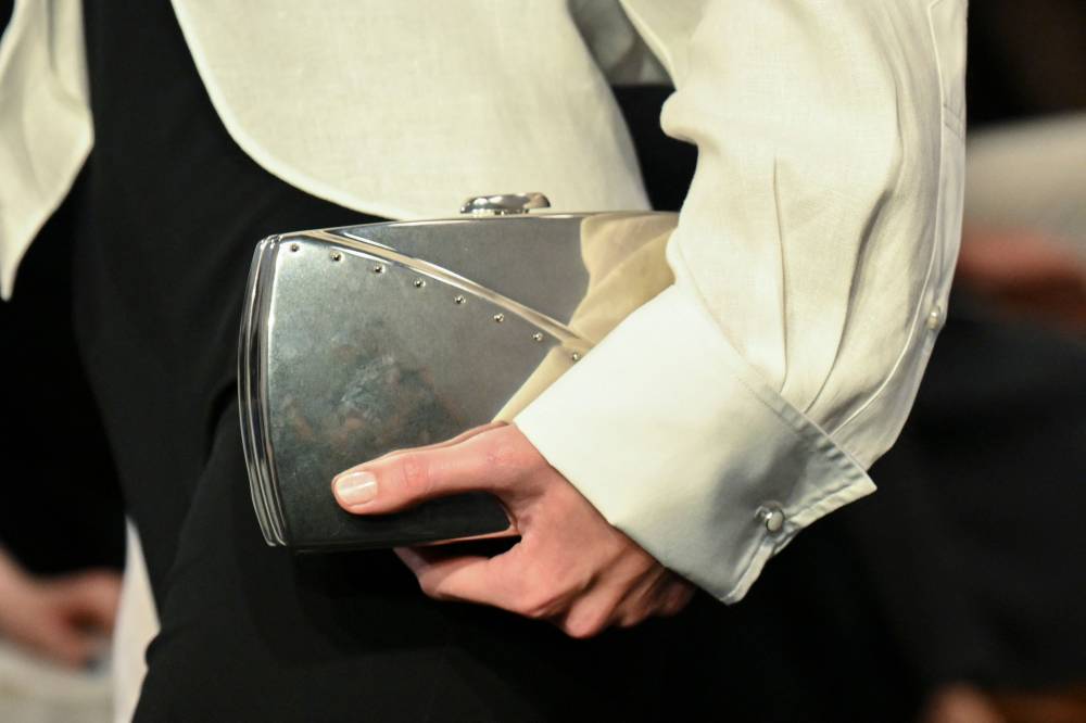 Detail purse as a model walks the runway during the Ralph Lauren Spring 2026 Collection show on September 10, 2025 in New York City. (Photo by ANGELA WEISS / AFP)
