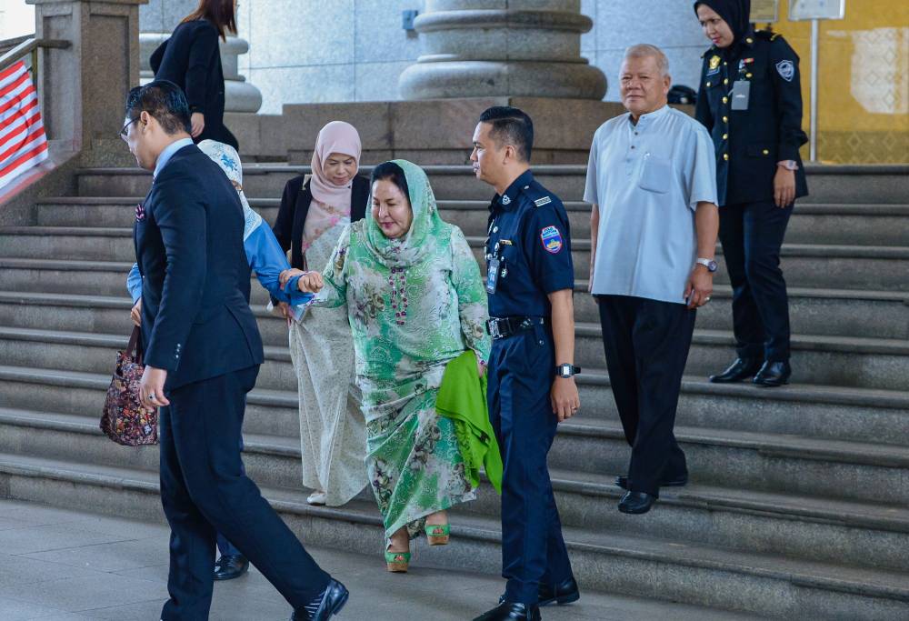 Datin Seri Rosmah Mansor has failed in her appeal, today, to have judge Datuk Mohamed Zaini Mazlan recuse himself from hearing and deciding on her RM1.25 billion Sarawak solar hybrid project corruption trial. - Photo by Bernama