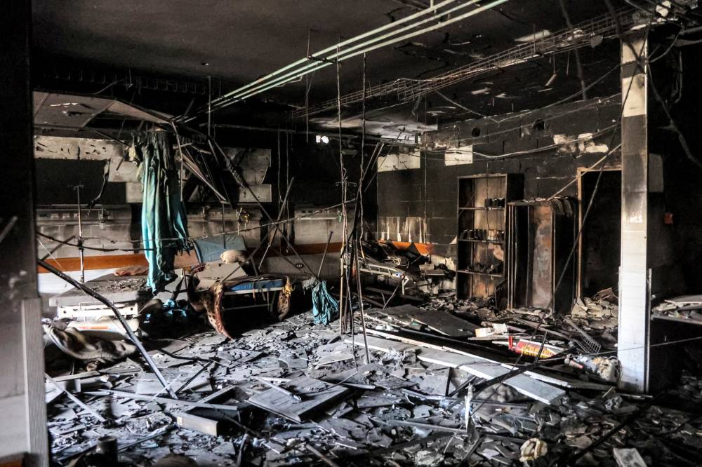 This view shows the ransacked intensive care unit (ICU) at the heavily-damaged Kamal Adwan hospital in Beit Lahia in the northern Gaza Strip on Jan 20, 2025. - (Photo by OMAR AL-QATTAA / AFP)
