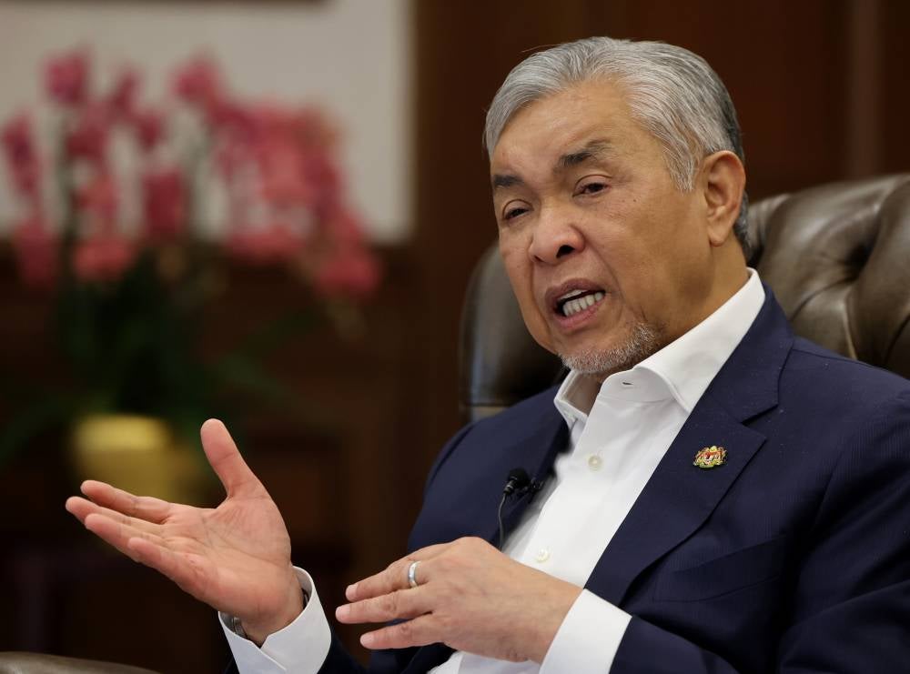 Deputy Prime Minister Datuk Seri Ahmad Zahid Hamidi during an interview with Bernama at his office, today. - Photo by Bernama