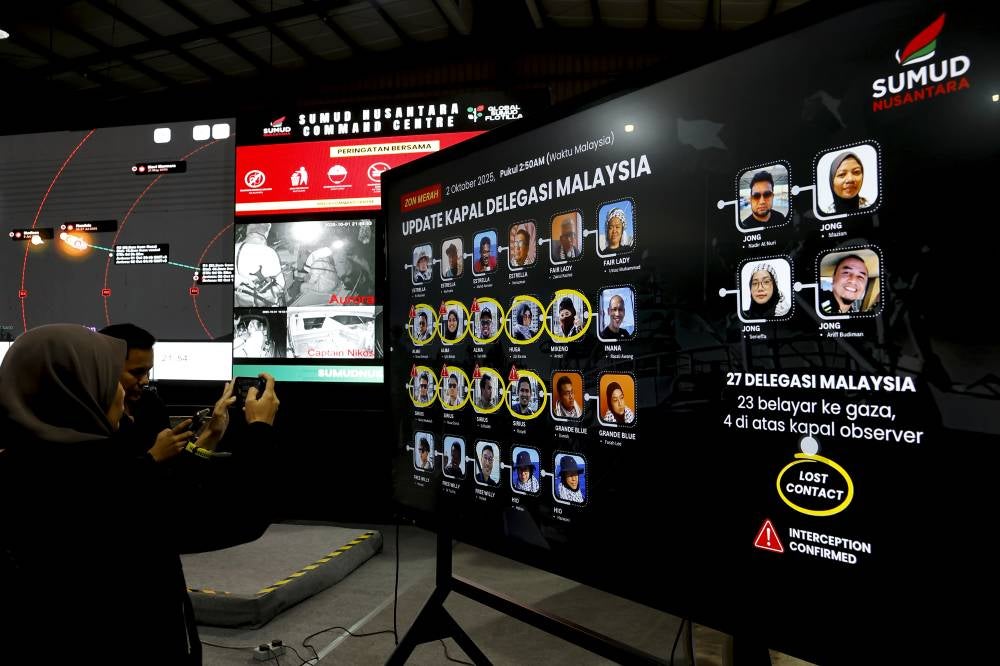 The Sumud Nusantara Command Centre (SNCC) has released the list of 27 Malaysian delegates still involved in the Global Sumud Flotilla (GSF) mission. Photo by Bernama