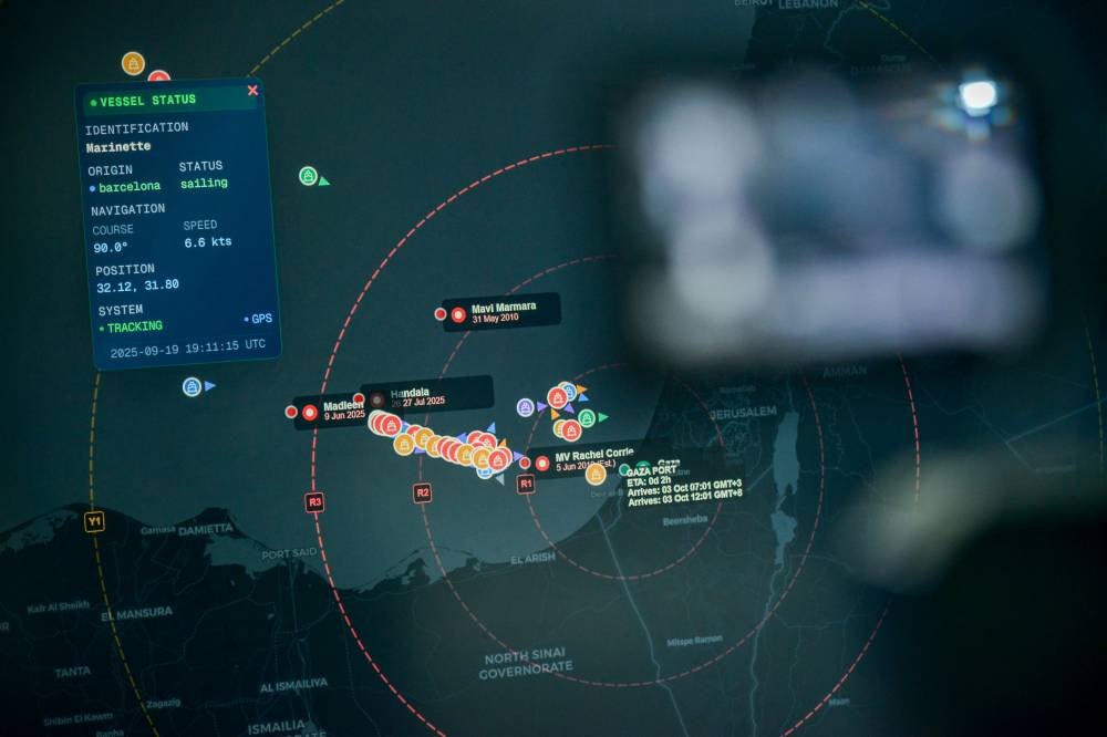According to the flotilla organisers, the Marinette was intercepted at 10.29am local time (0729 GMT) about 42.5 nautical miles from Gaza’s shores.