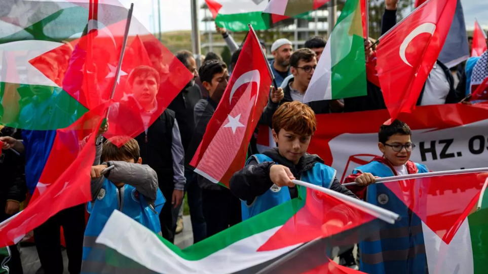 A flag-waving crowd gathered at Istanbul airport to welcome back the Gaza flotilla activists after they were deported from Israel. - (Photo by Yasin AKGUL / AFP)