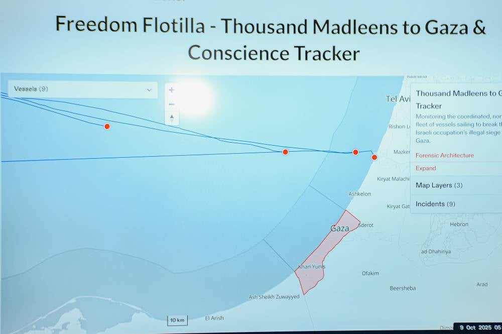 MyCARE Chief Executive Officer Kamarul Zaman Shaharul Anwar speaks at a press conference on the latest developments of the Freedom Flotilla Coalition – Thousands Madleens to Gaza voyage at the MyCARE headquarters in Serdang today. Photo by Bernama