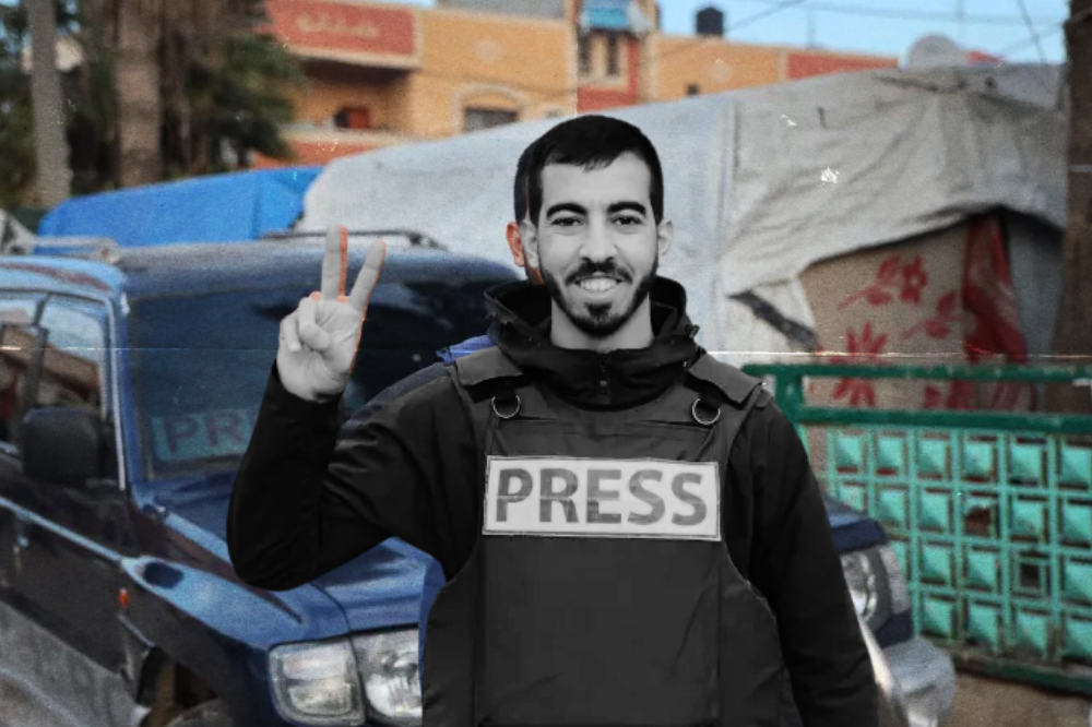 Palestinian journalist Saleh Al-Jafarawi. - Photo edited in CANVA