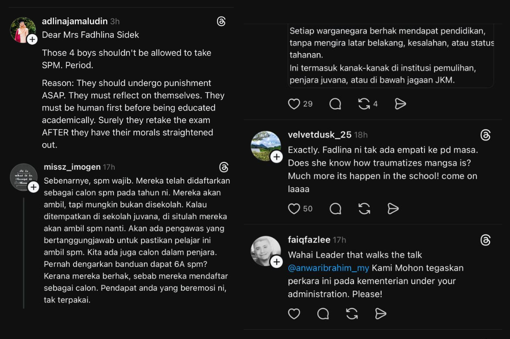 The issue has sparked intense and emotional discussion online, revealing a deep split in public opinion. - Thread screenshots
