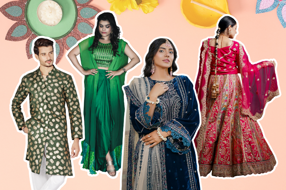 Whether you are attending temple prayers or a glittering open house, jewel tones promise to make you stand out this festival. Photo for illustration purposes only. Photo: Edited via CANVA