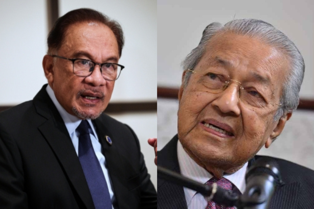 Prime Minister Datuk Seri Anwar Ibrahim (right) and Tun Dr Mahathir Mohamad (left). Photo: Edited via CANVA