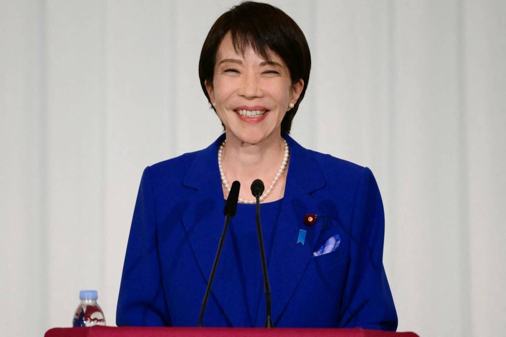 Sanae Takaichi, the newly-elected leader of Japan's ruling party, the Liberal Democratic Party, attends a press conference after the LDP presidential election in Tokyo on Oct 4, 2025. - (Photo by YUICHI YAMAZAKI / POOL / AFP)