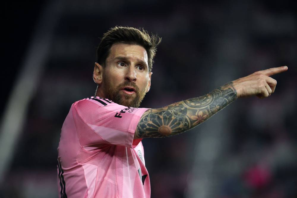 Lionel Messi of Inter Miami CF reacts during the 2025 MLS Cup Playoff match between Inter Miami CF and Nashville SC at Chase Stadium on Oct 24, 2025 in Fort Lauderdale, Florida. (Photo by Leonardo Fernandez / GETTY IMAGES NORTH AMERICA / Getty Images via AFP)